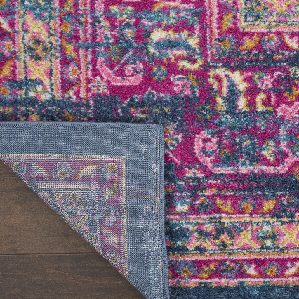 9' x 12' Blue Floral Power Loom Area Rug