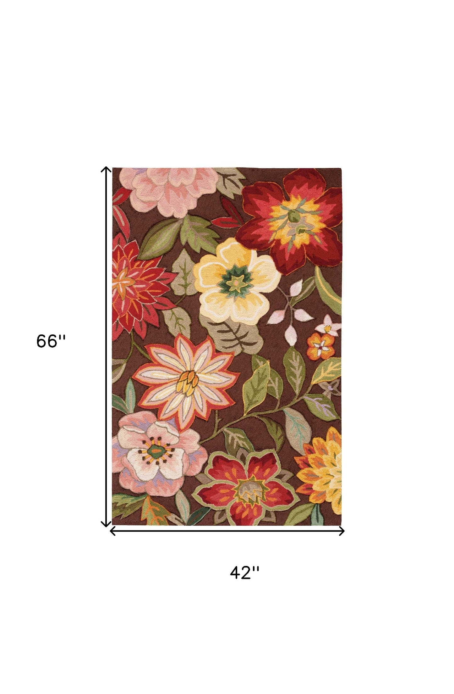 4' x 6' Brown Floral Hand Hooked Handmade Area Rug