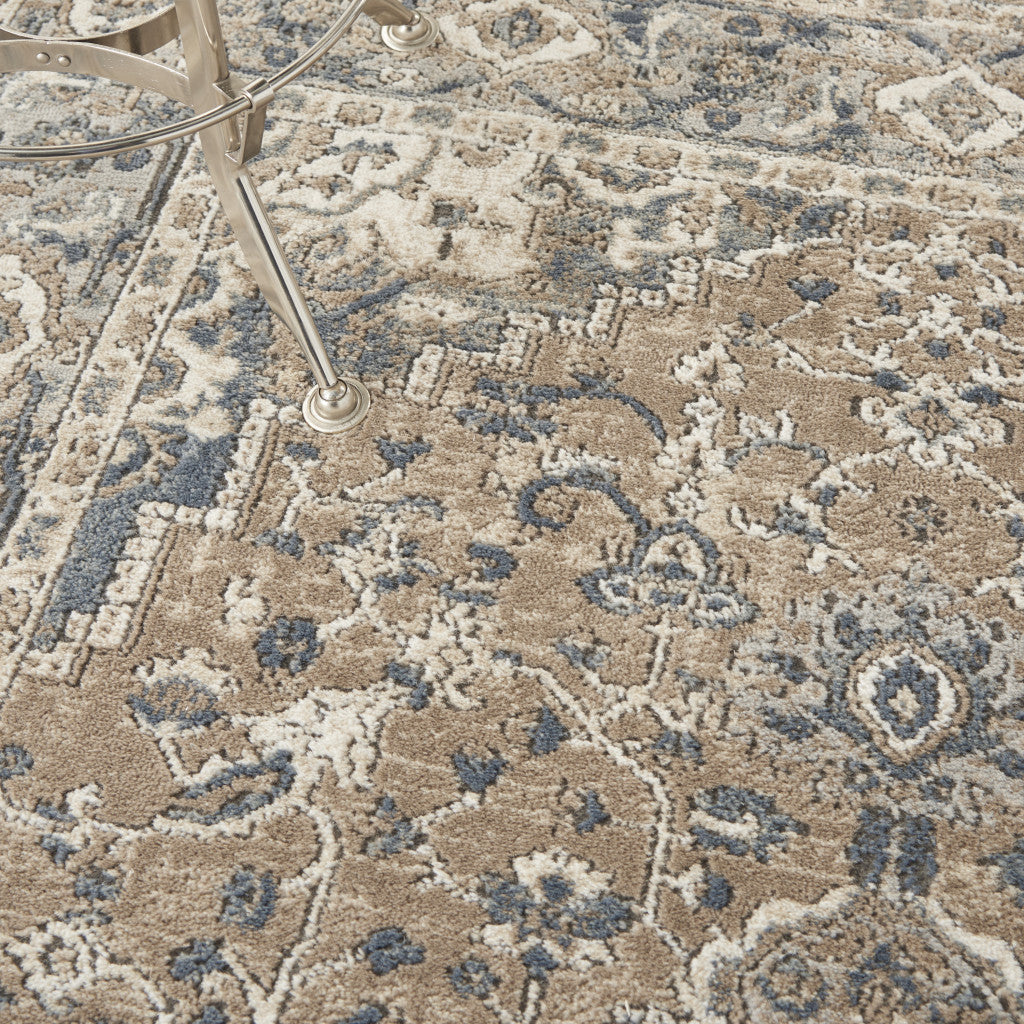 6' x 9' Ivory Floral Power Loom Area Rug