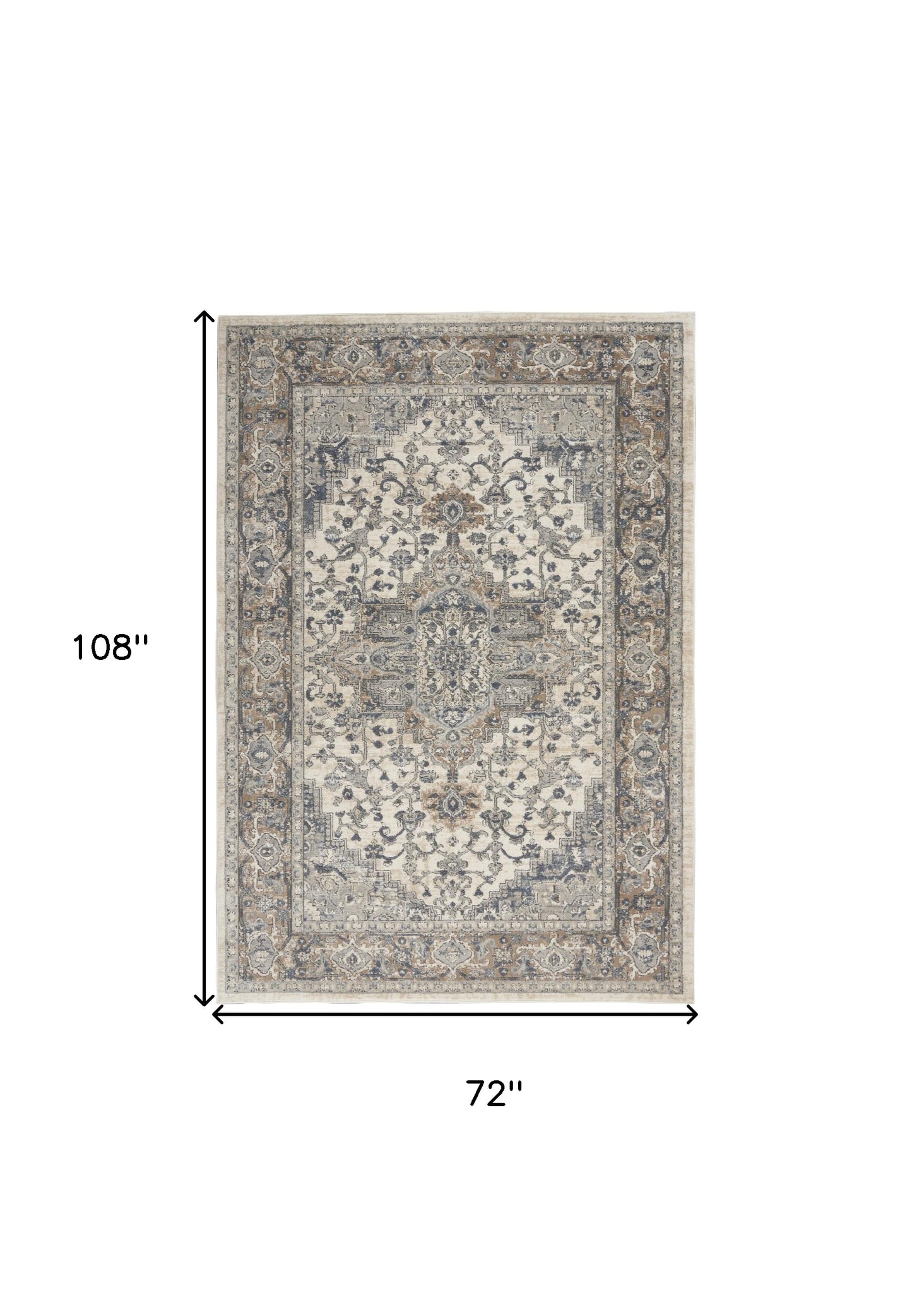 6' x 9' Ivory Floral Power Loom Area Rug