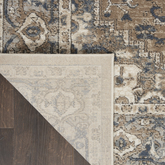 9' x 12' Ivory Floral Power Loom Area Rug