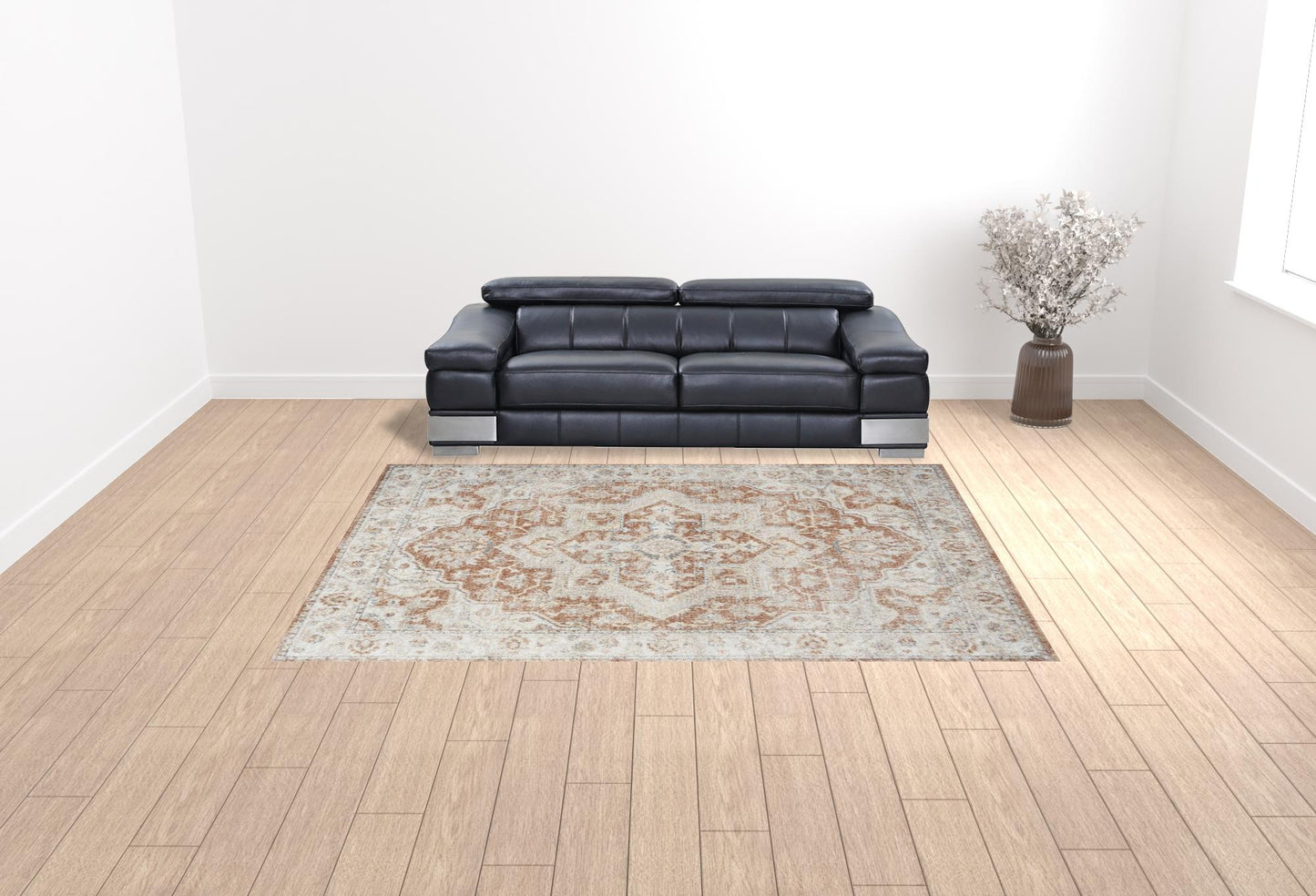 9' X 12' Gold Oriental Power Loom Area Rug