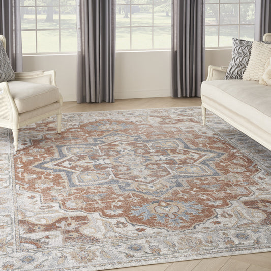 9' X 12' Gold Oriental Power Loom Area Rug