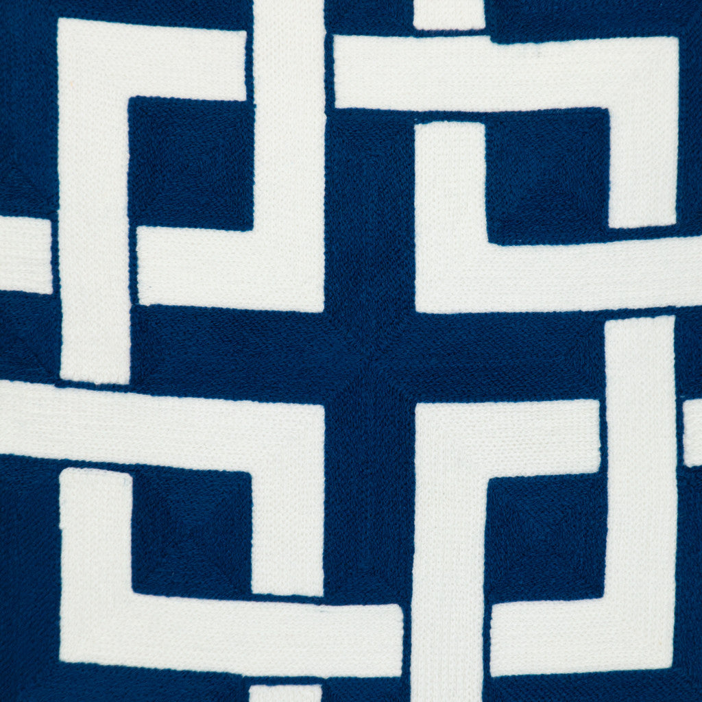 18" X 18" Blue 100% Cotton Interlocking Zippered Pillow