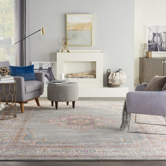 10' x 14' Blue Moroccan Power Loom Distressed Area Rug