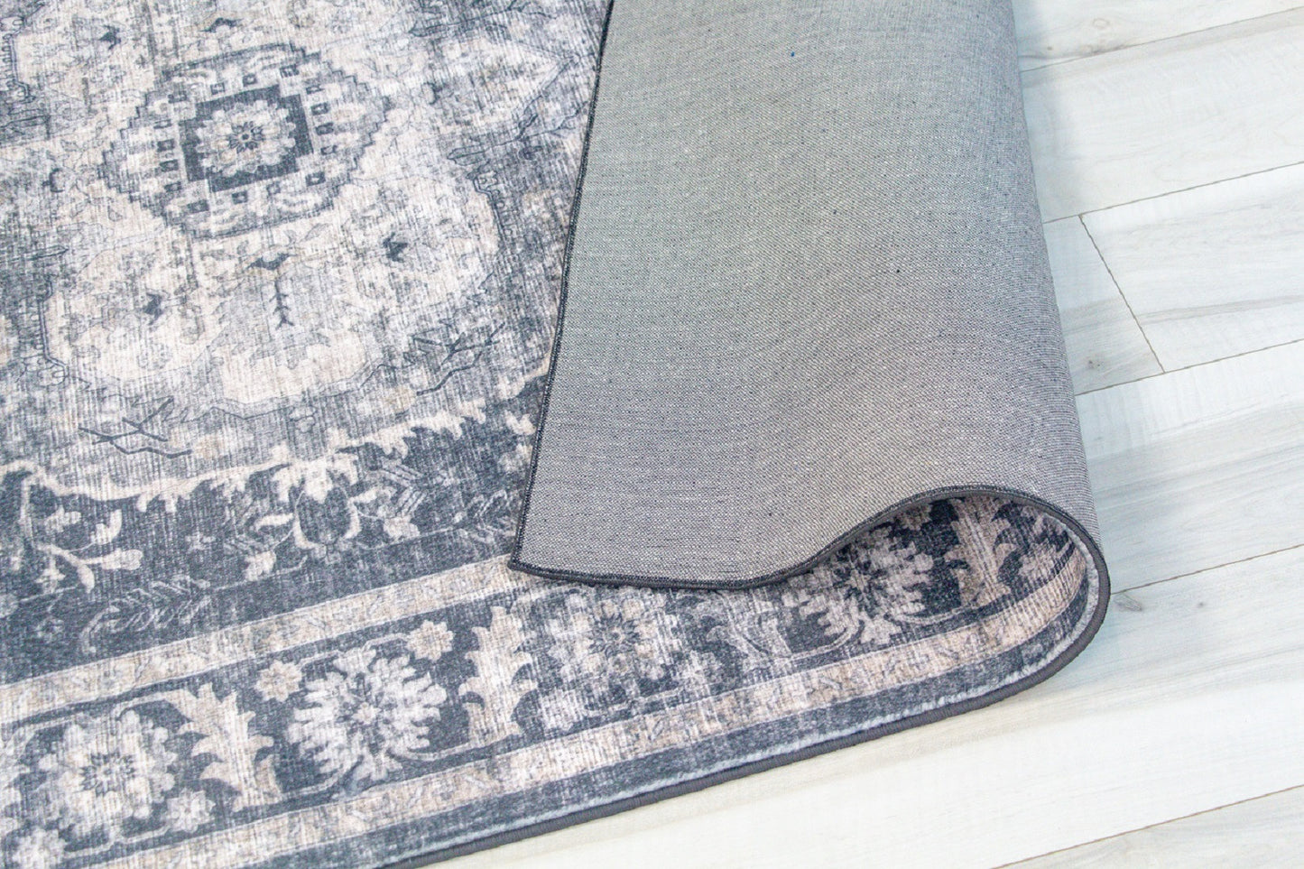 5' x 8' Black and Gray Oriental Area Rug