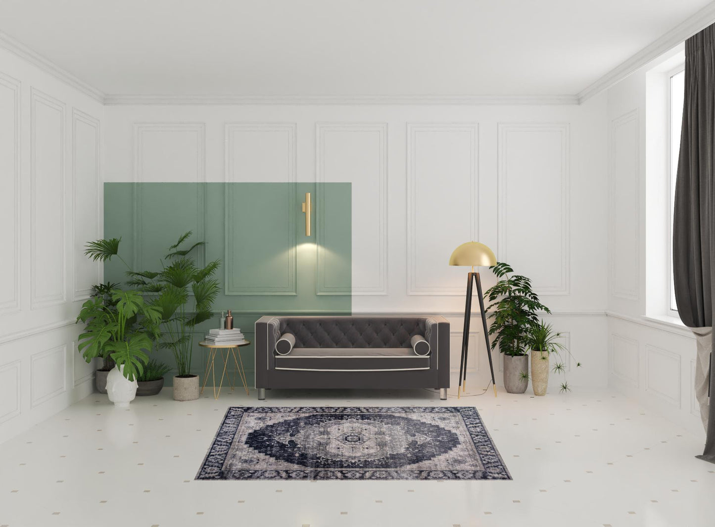 5' x 8' Black and Gray Oriental Area Rug