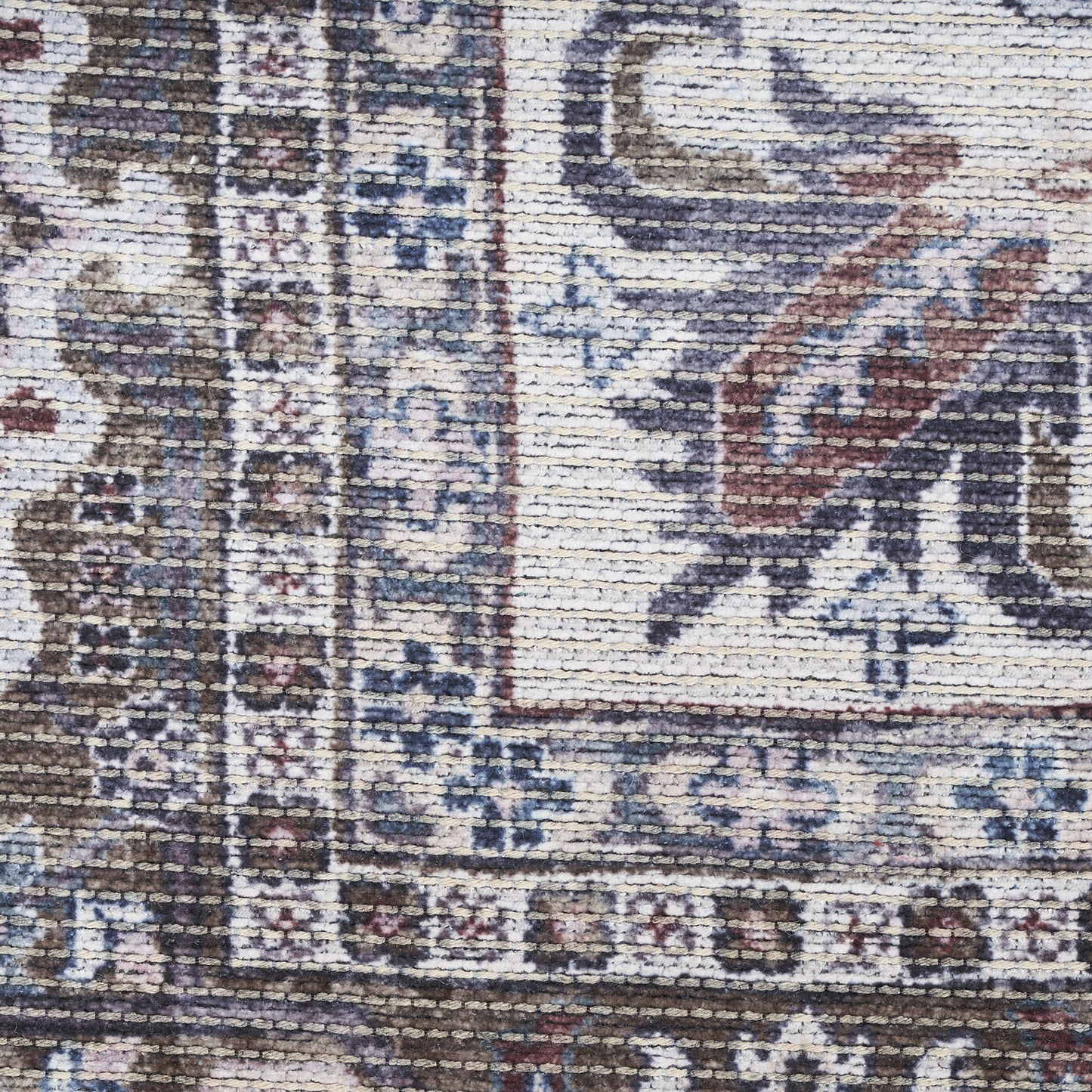 6' x 9' Gray Ivory and Blue Floral Distressed Washable Area Rug