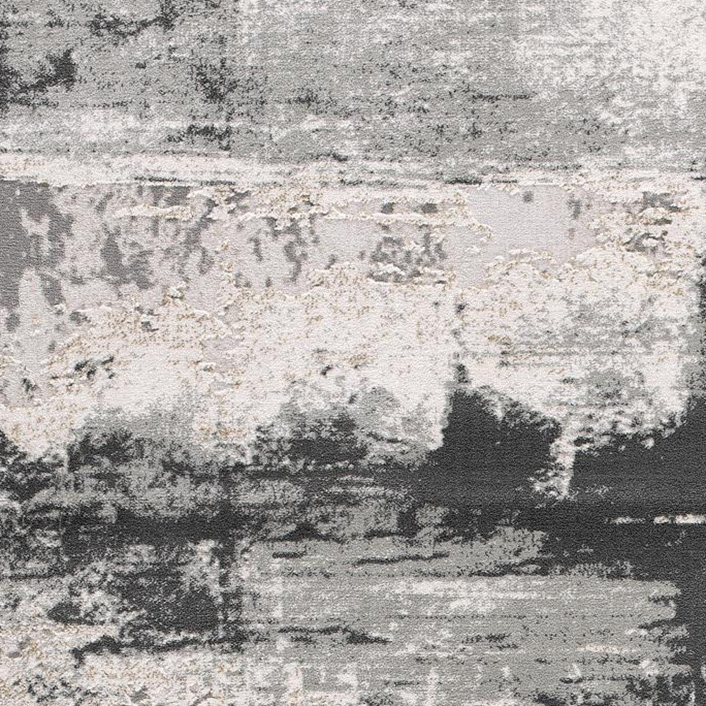 4' X 6' Gray Abstract Washable Non Skid Area Rug