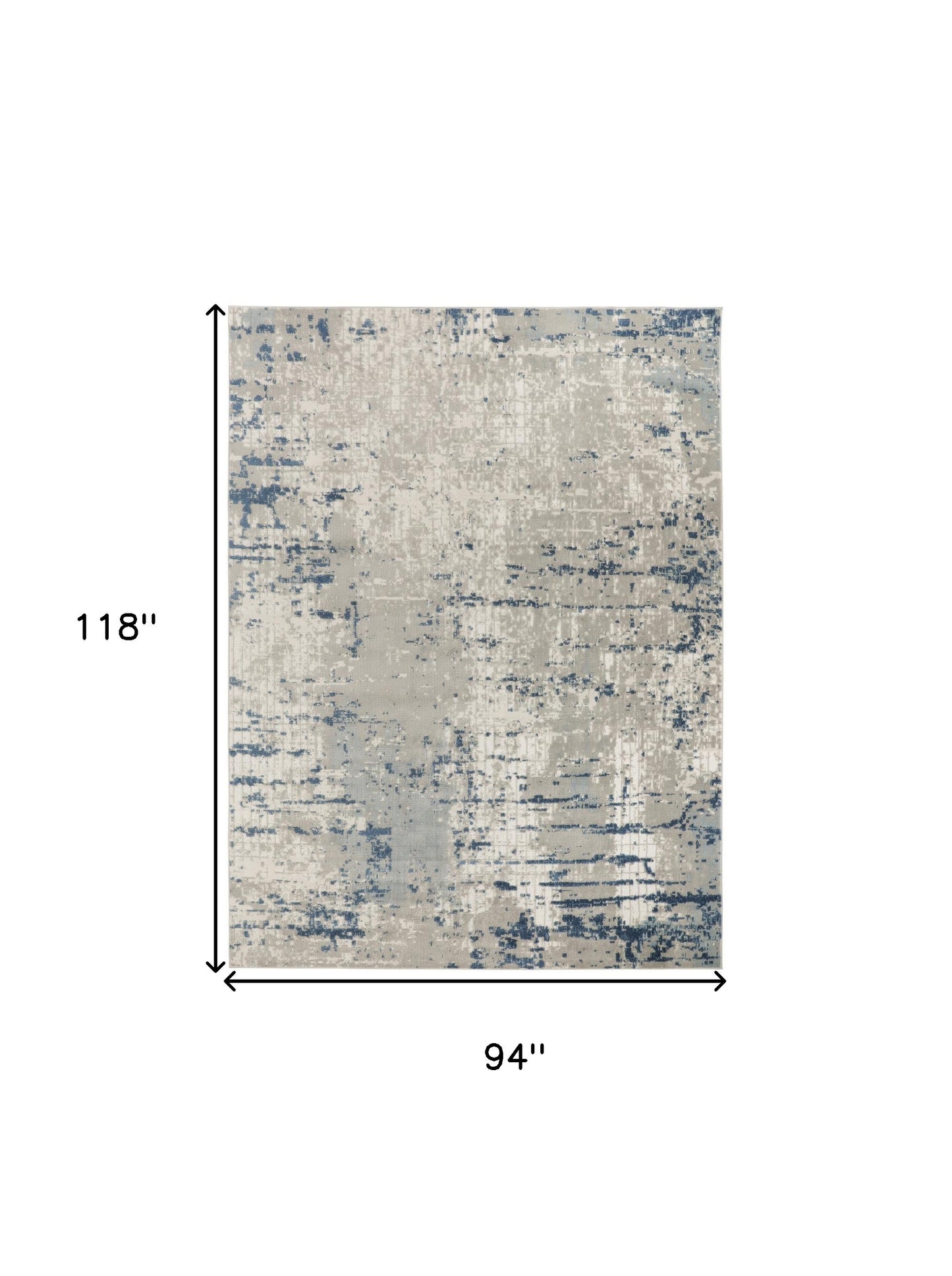 8' x 10' Blue and Gray Abstract Power Loom Area Rug