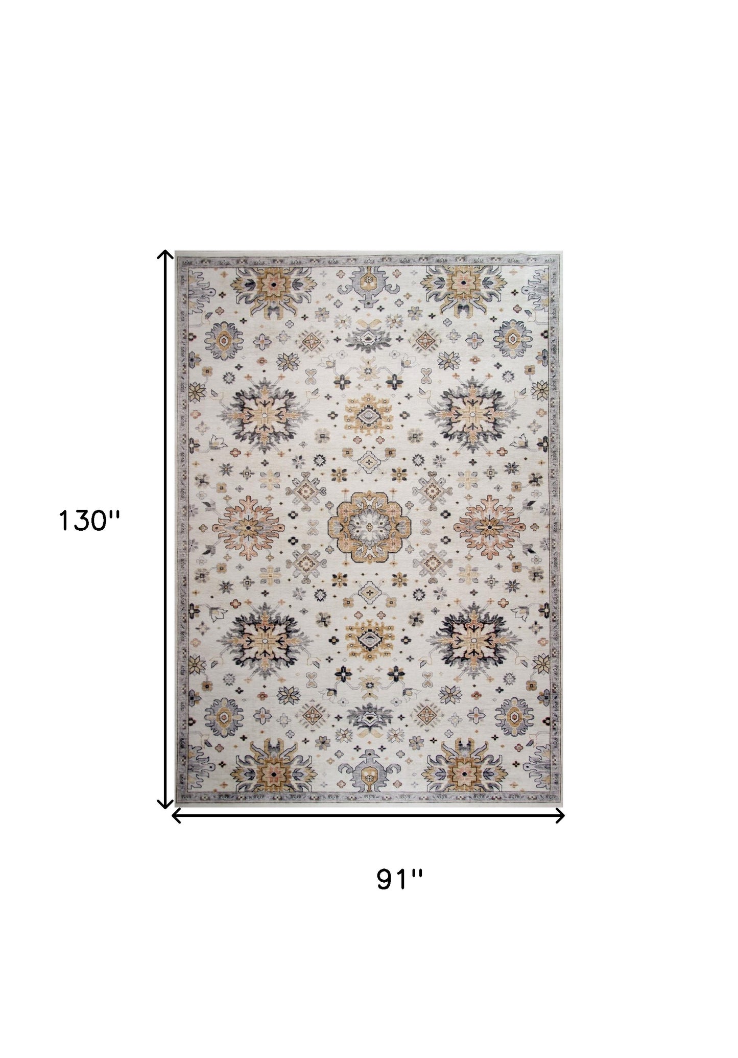 8' x 11' Gray and Gold Floral Area Rug