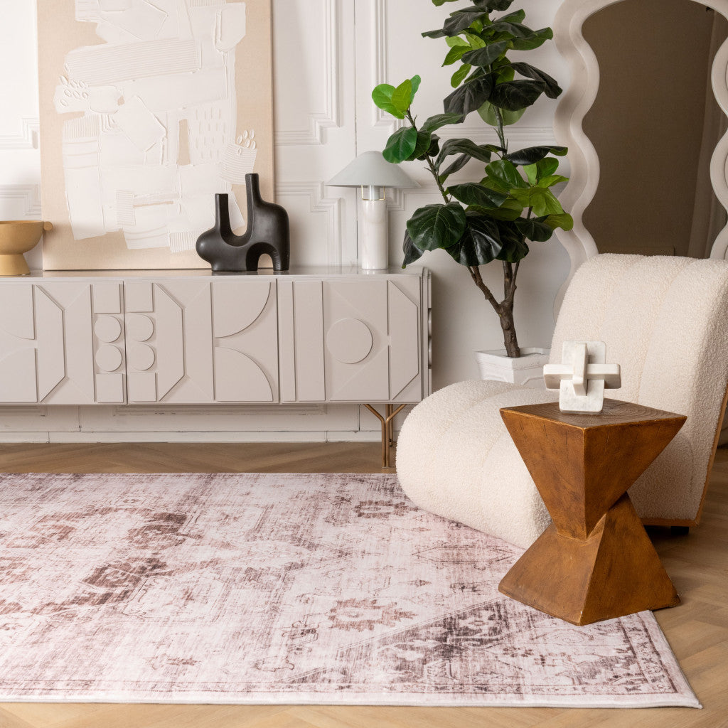 4' x 6' Brown and Ivory Oriental Area Rug