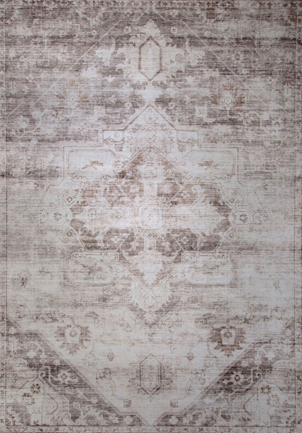 4' x 6' Brown and Ivory Oriental Area Rug