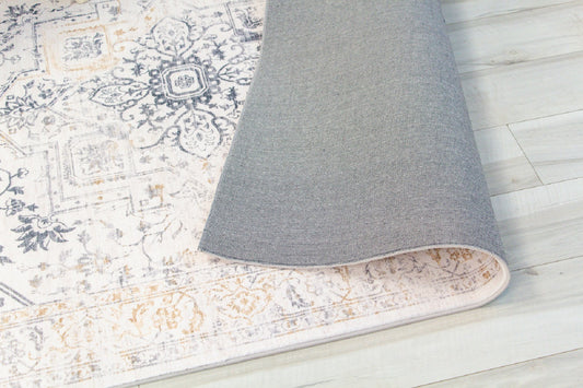 4' x 6' Gray and Gold Oriental Area Rug