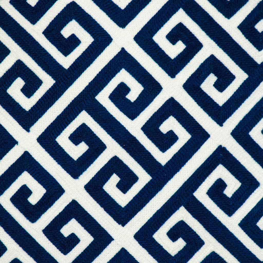18" X 18" Blue 100% Cotton Greek Key Zippered Pillow