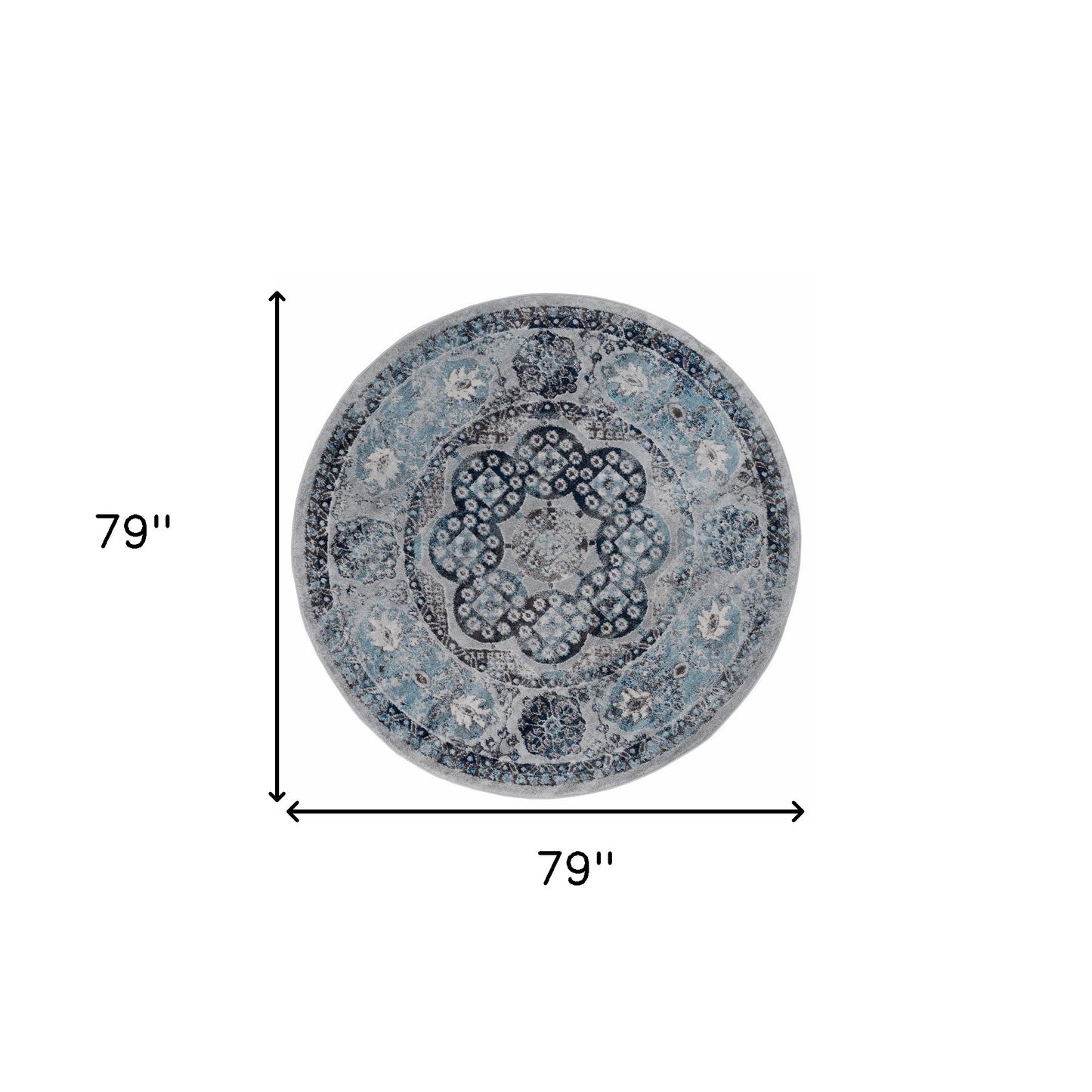 6' Gray Round Medallion Power Loom Area Rug