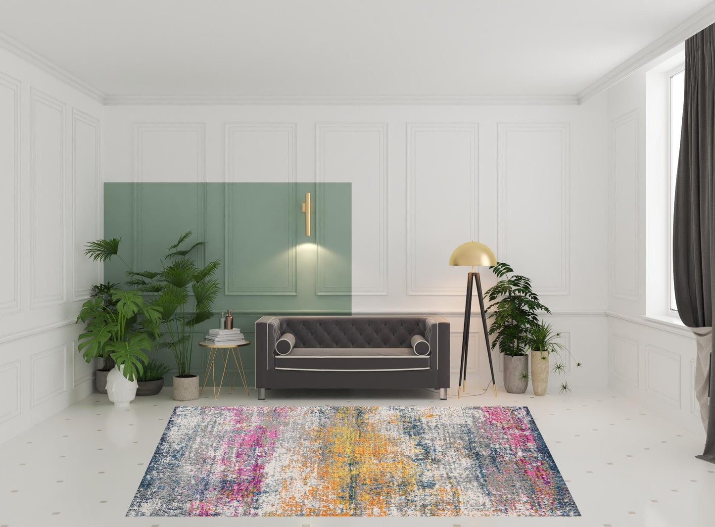 8' x 11' Pink and Orange Abstract Power Loom Area Rug