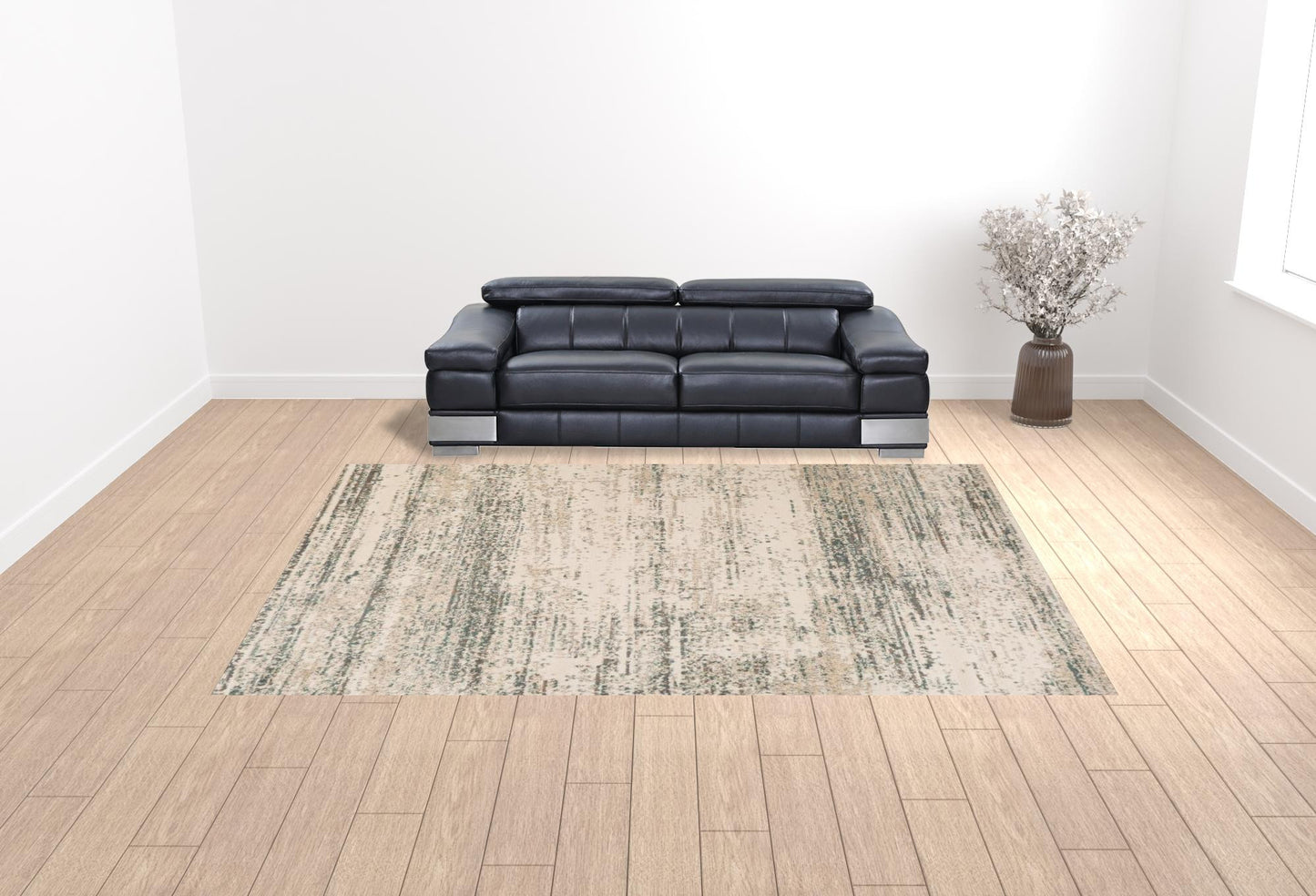 10' x 14' Ivory Striped Power Loom Area Rug