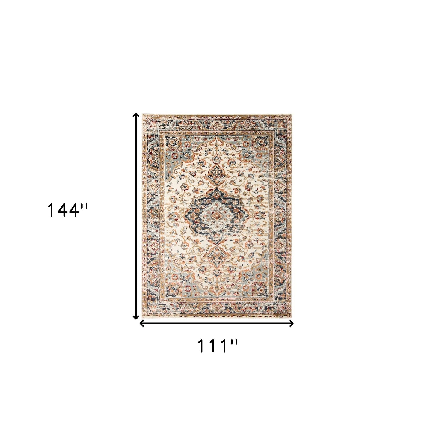 9' x 12' Ivory Medallion Power Loom Area Rug