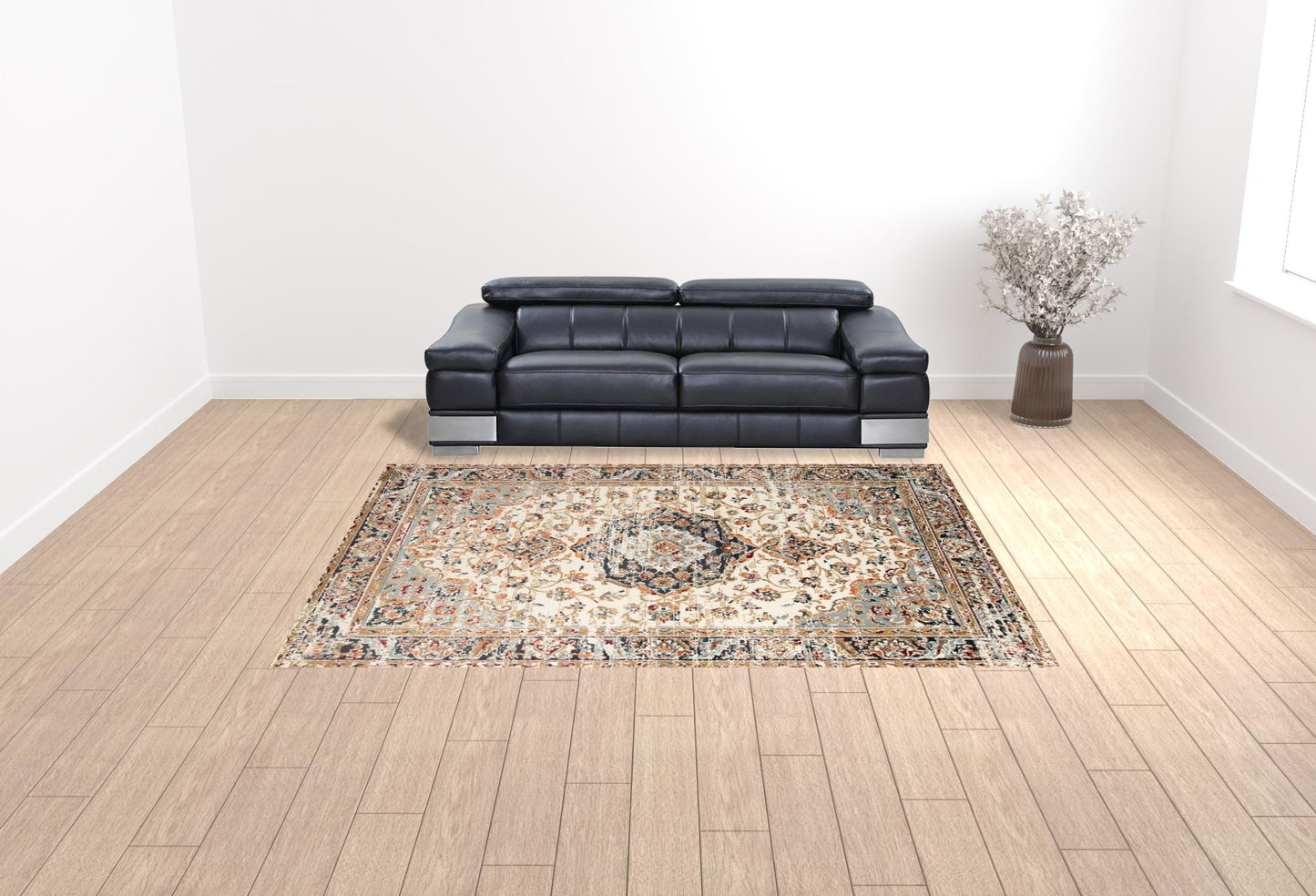 9' x 12' Ivory Medallion Power Loom Area Rug