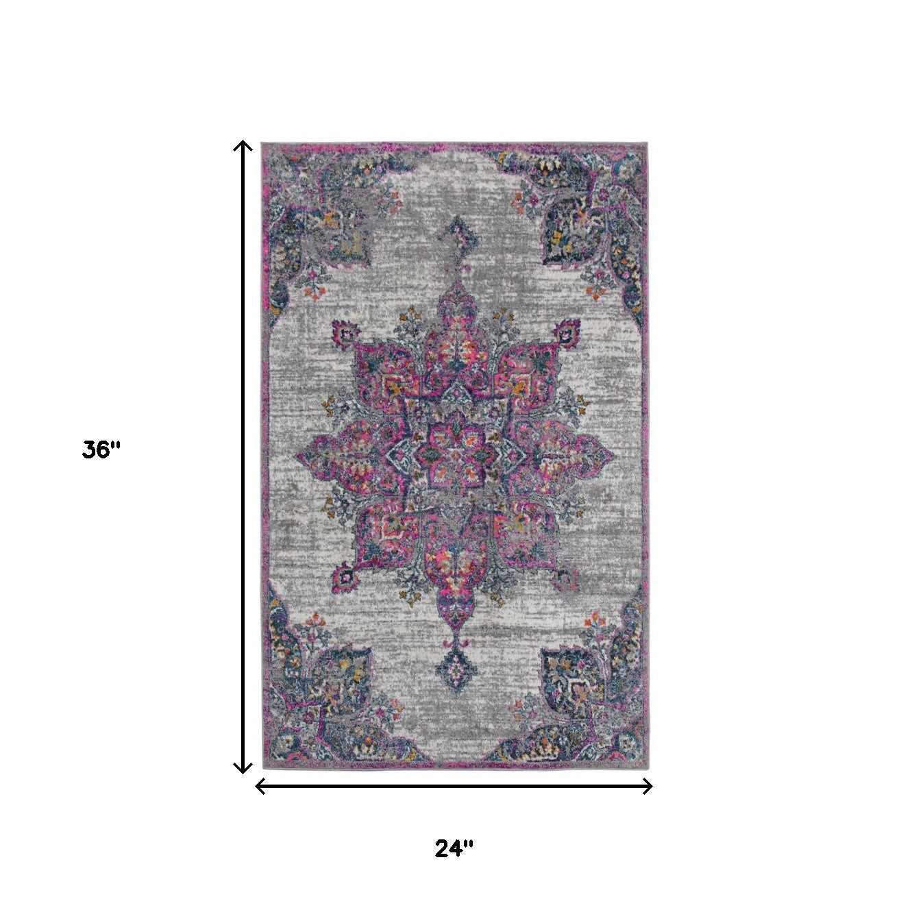 2' x 3' Pink Medallion Power Loom Area Rug