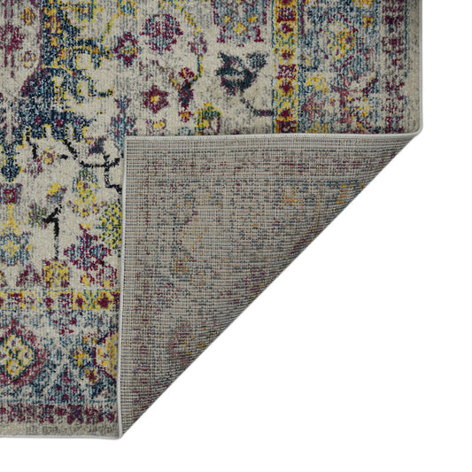 8' Gray Floral Power Loom Runner Rug