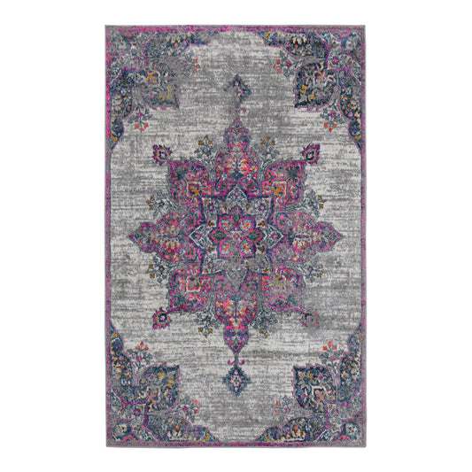 9' x 12' Pink Medallion Power Loom Area Rug