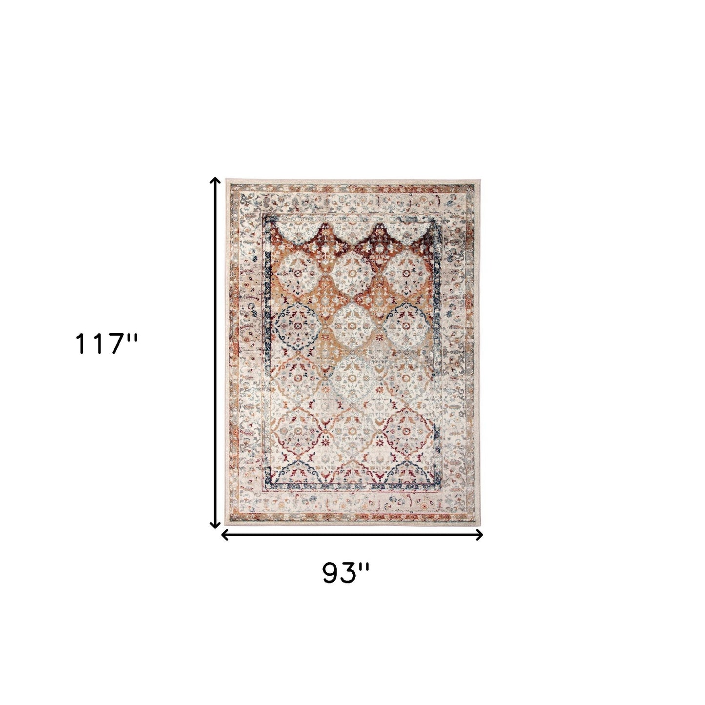 8' x 10' Beige Floral Medallion Power Loom Area Rug
