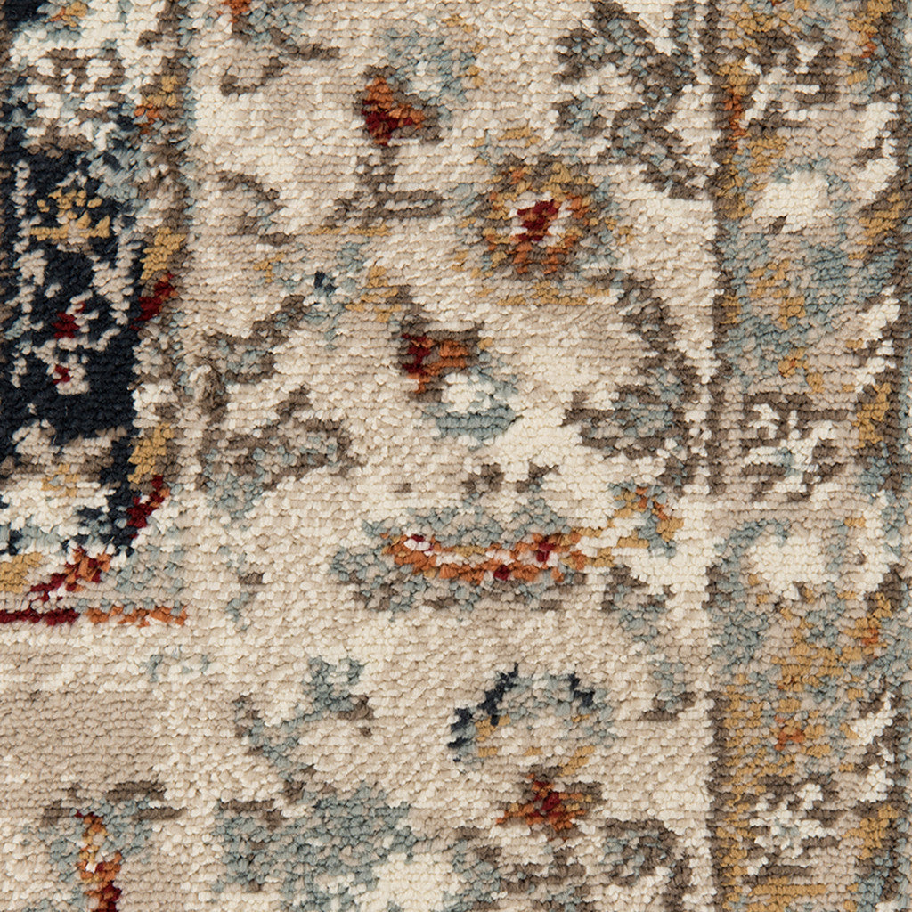 8' x 10' Beige Floral Medallion Power Loom Area Rug