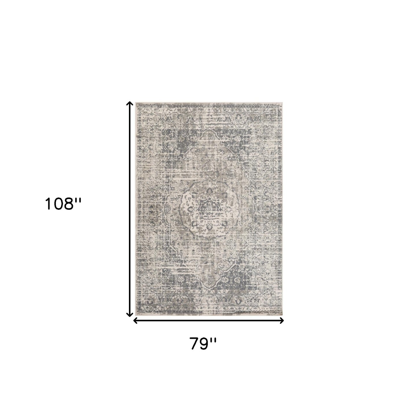 6' x 9' Gray Medallion Power Loom Area Rug