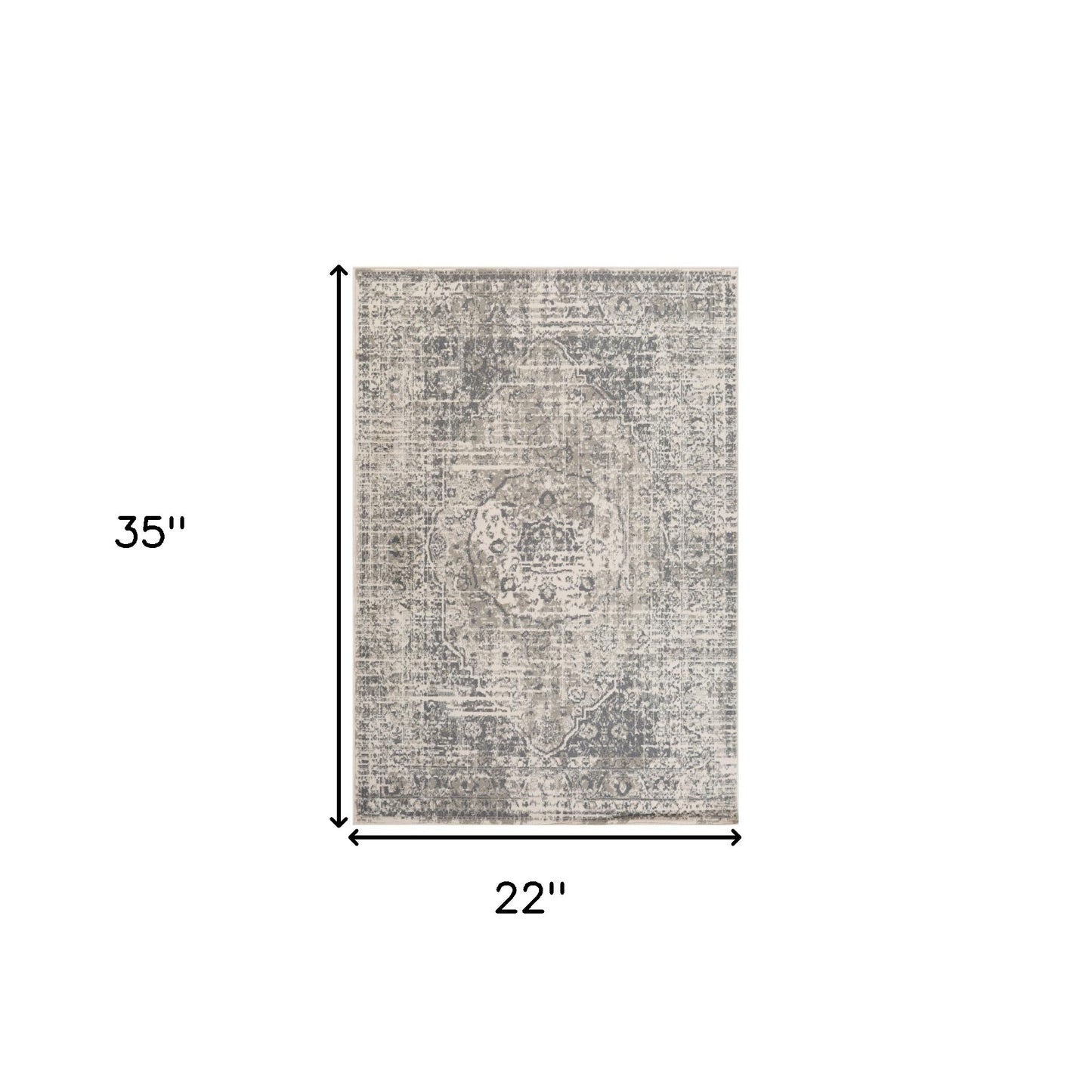 2' x 3' Gray Medallion Power Loom Area Rug