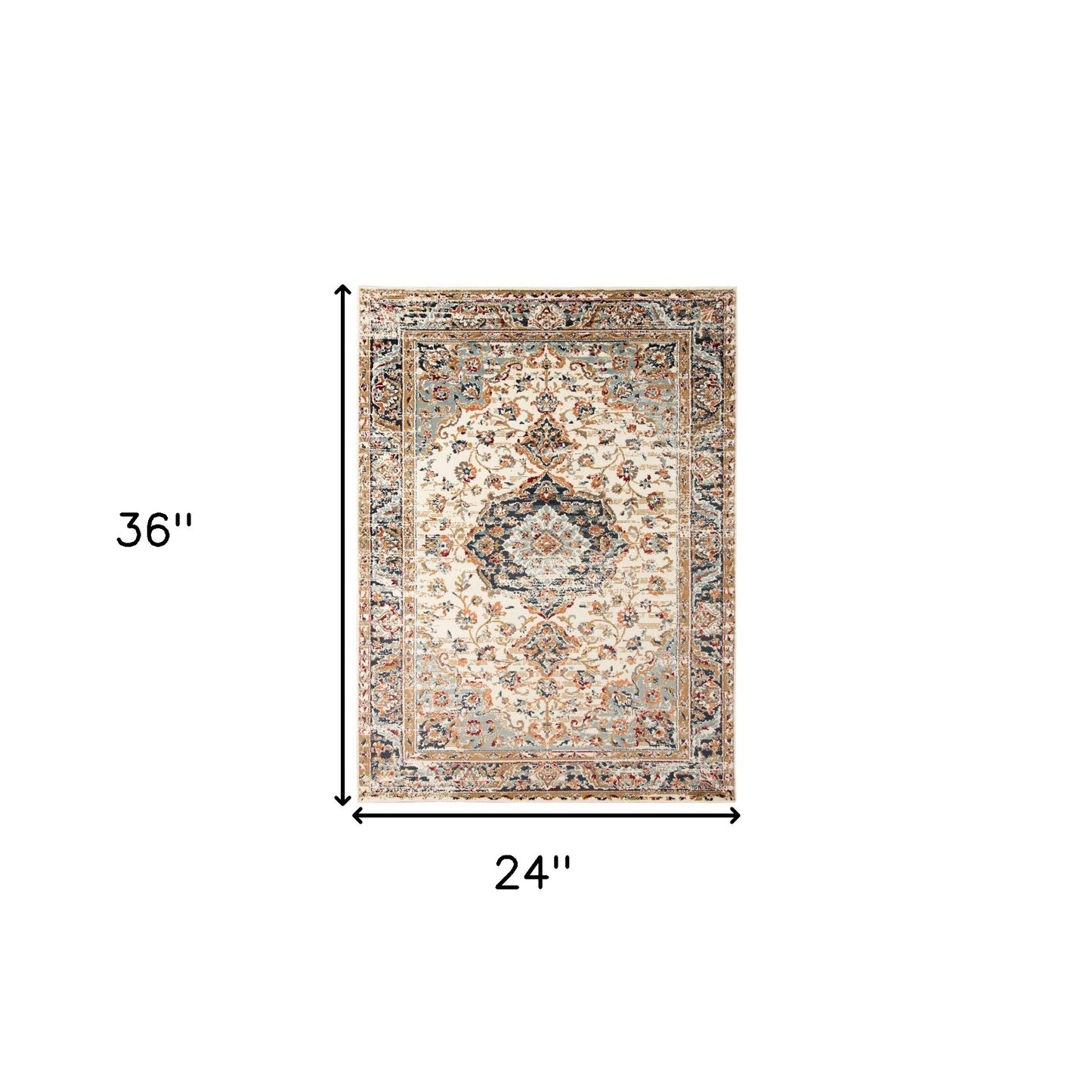 2' x 3' Ivory Medallion Power Loom Area Rug
