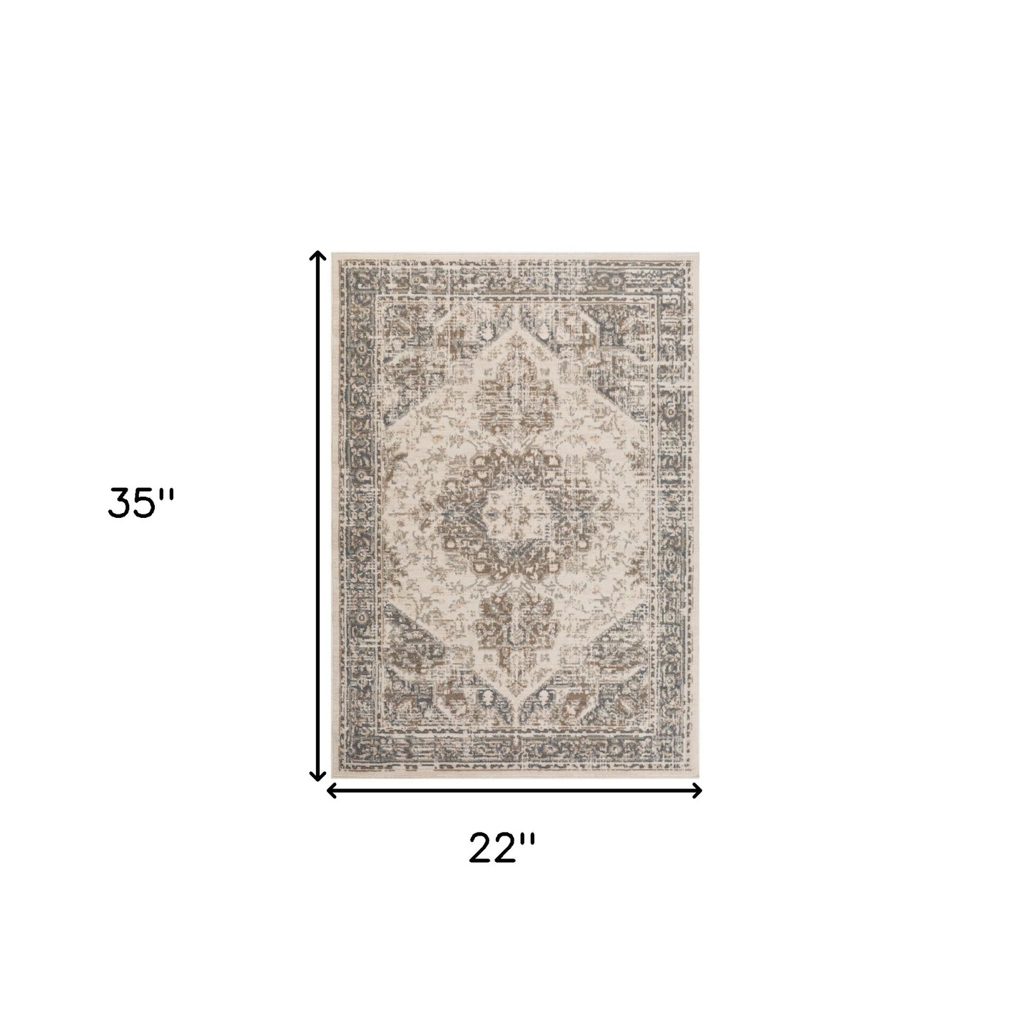 2' x 3' Beige Medallion Power Loom Area Rug