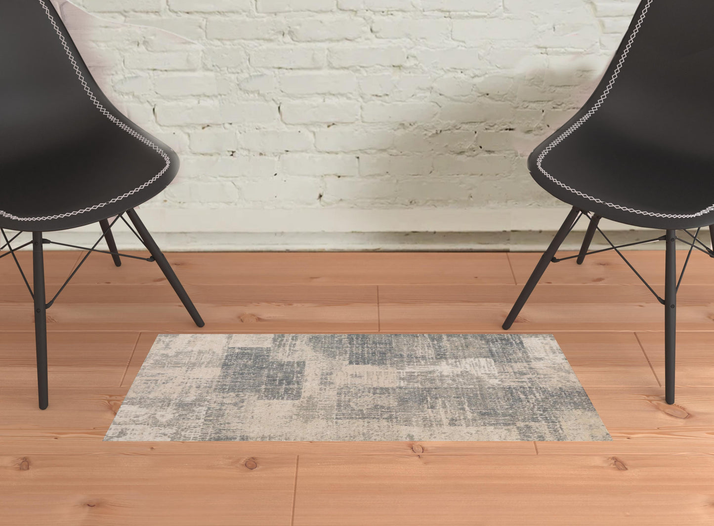 2' x 3' Light Blue Abstract Power Loom Area Rug