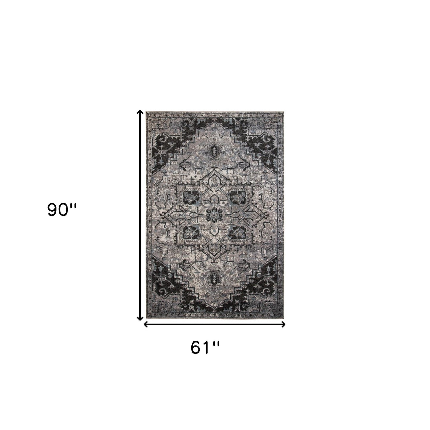 5' x 7' Gray Medallion Power Loom Area Rug