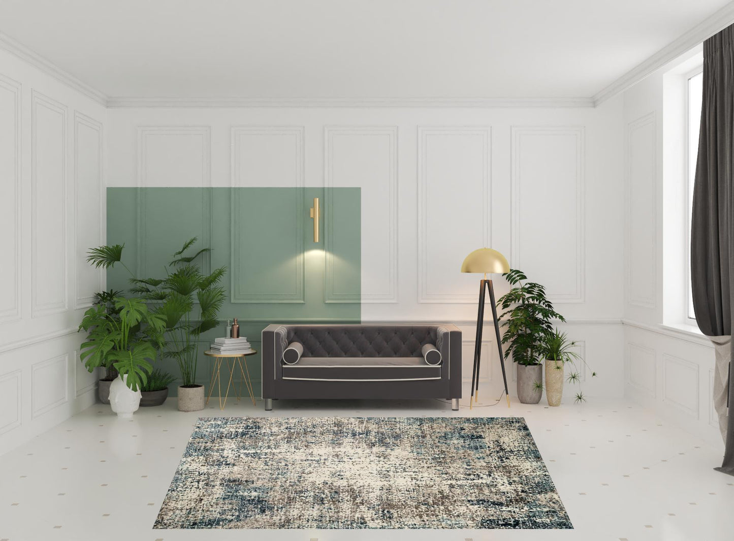 8' x 10' Blue Abstract Power Loom Area Rug
