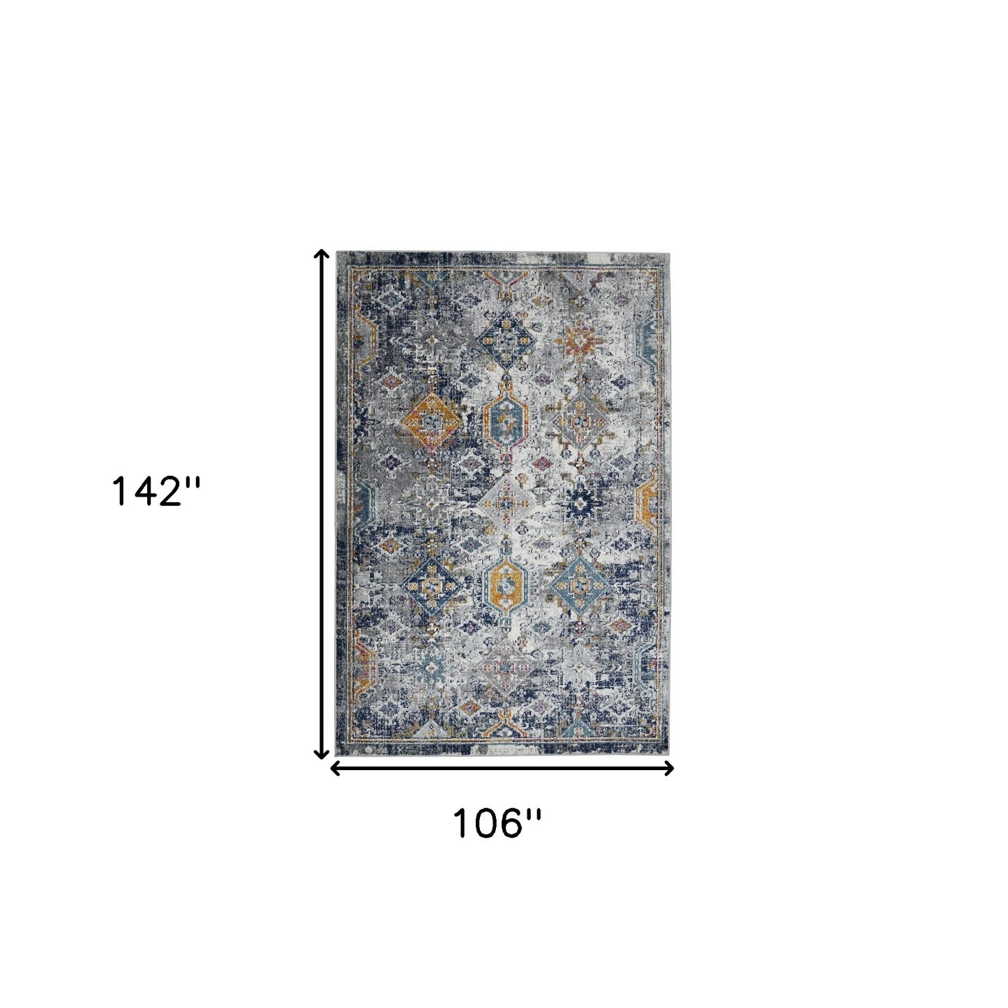 9' x 12' Blue and Orange Geometric Power Loom Area Rug