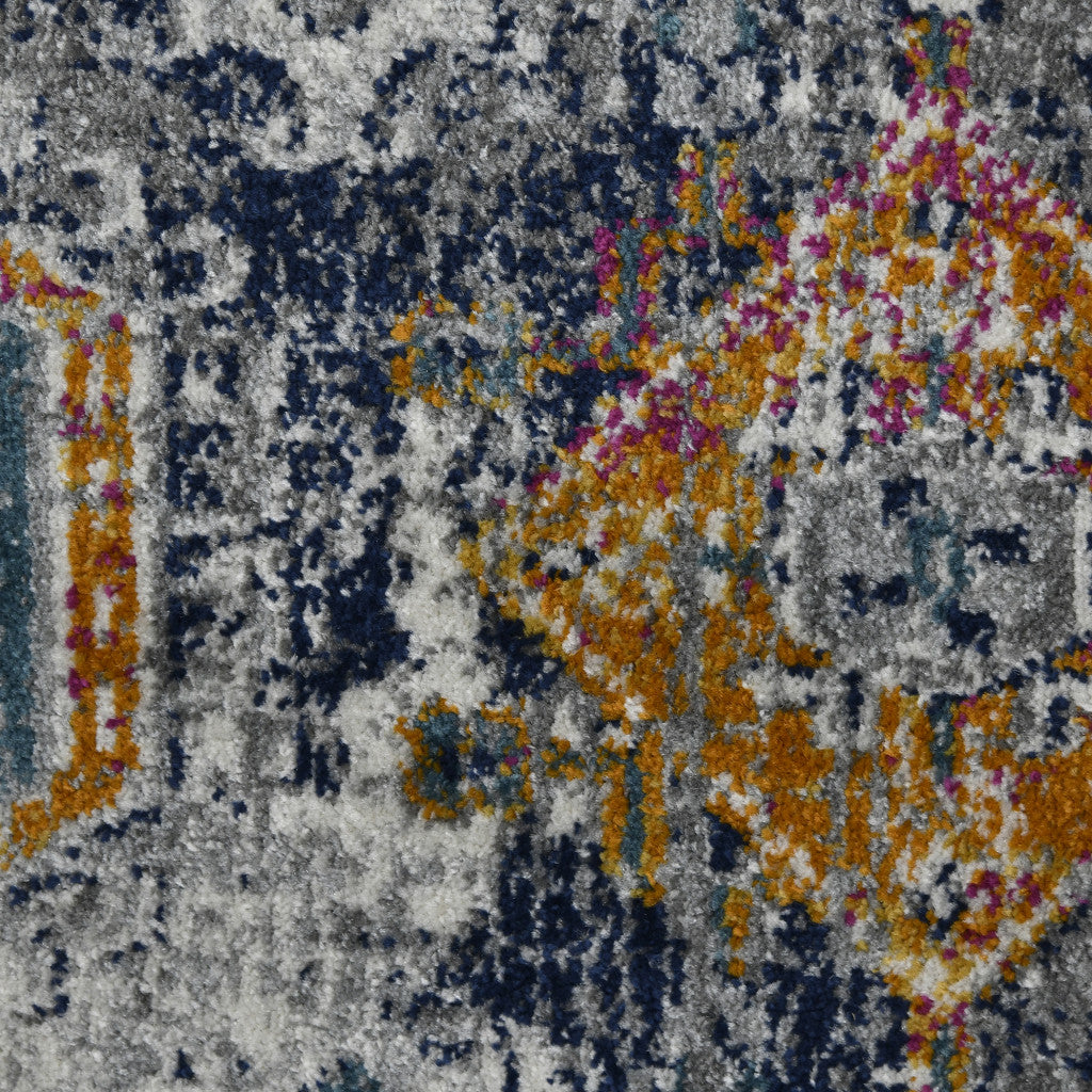 9' x 12' Blue and Orange Geometric Power Loom Area Rug