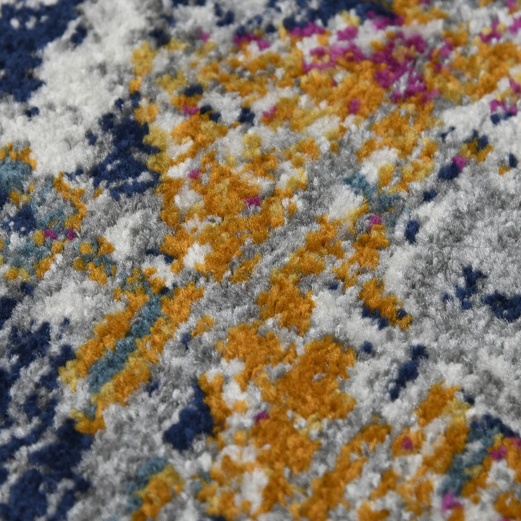 9' x 12' Blue and Orange Geometric Power Loom Area Rug
