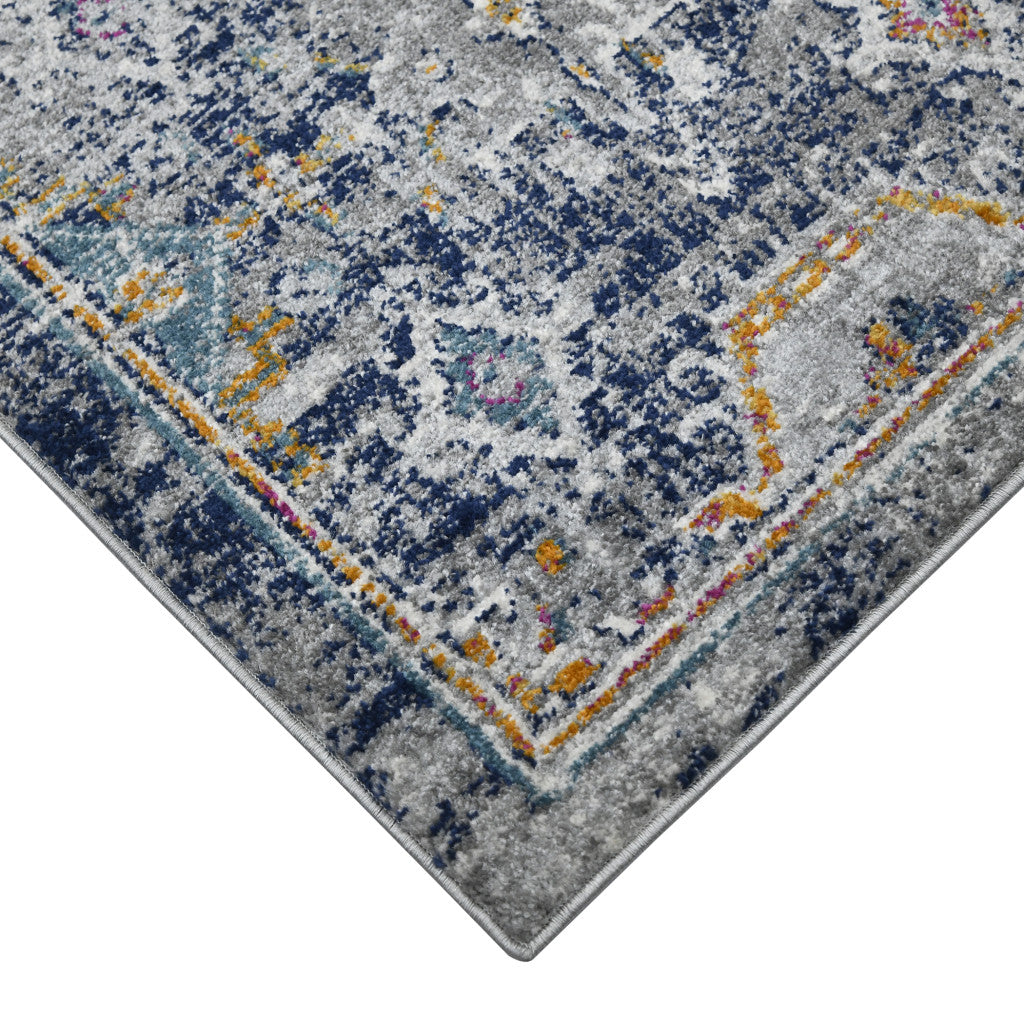 9' x 12' Blue and Orange Geometric Power Loom Area Rug