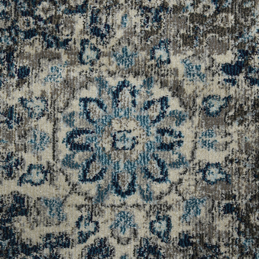 8' x 11' Teal Blue Medallion Power Loom Area Rug