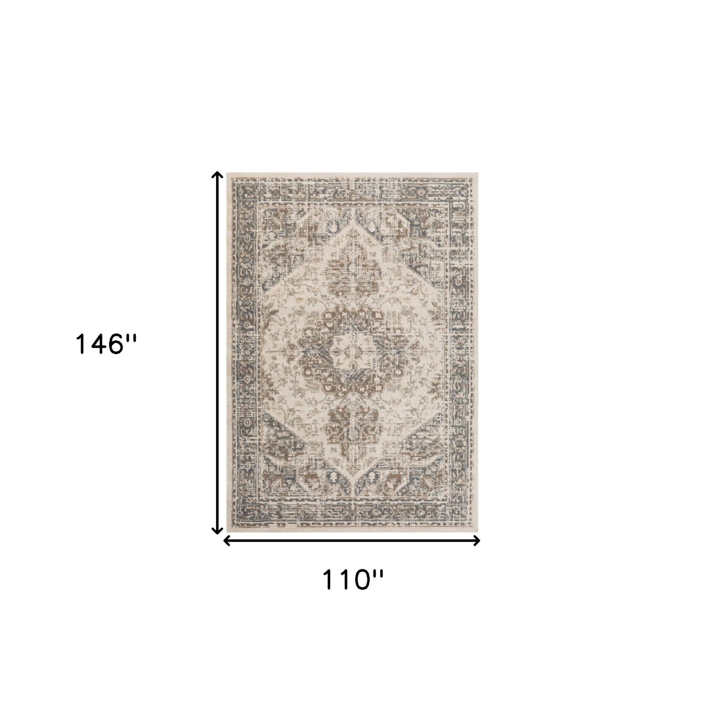 9' x 12' Beige Medallion Power Loom Area Rug