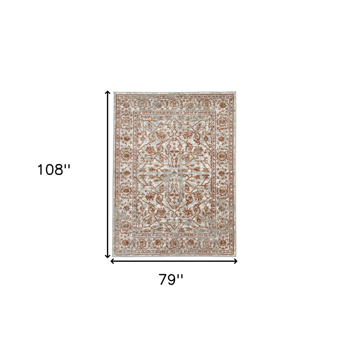 6' x 9' Orange Floral Power Loom Area Rug With Fringe