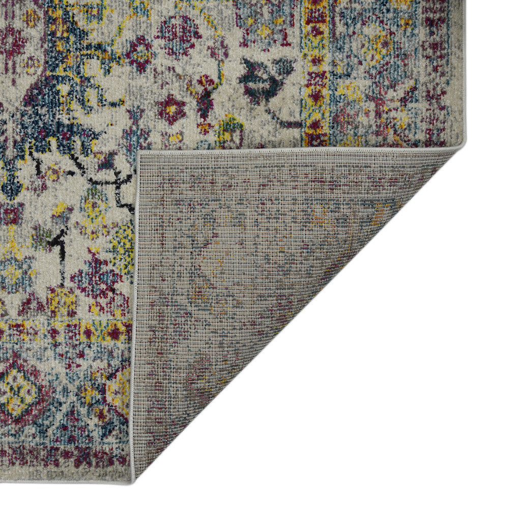 5' x 7' Gray Floral Power Loom Area Rug
