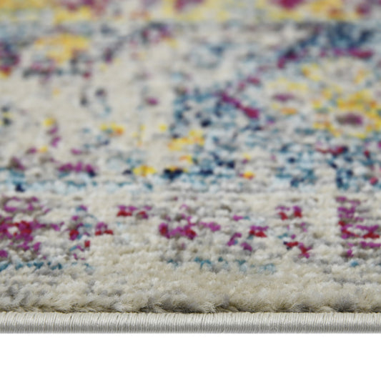 5' x 7' Gray Floral Power Loom Area Rug