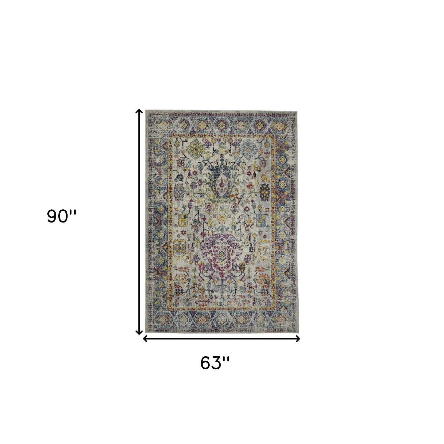 5' x 7' Gray Floral Power Loom Area Rug