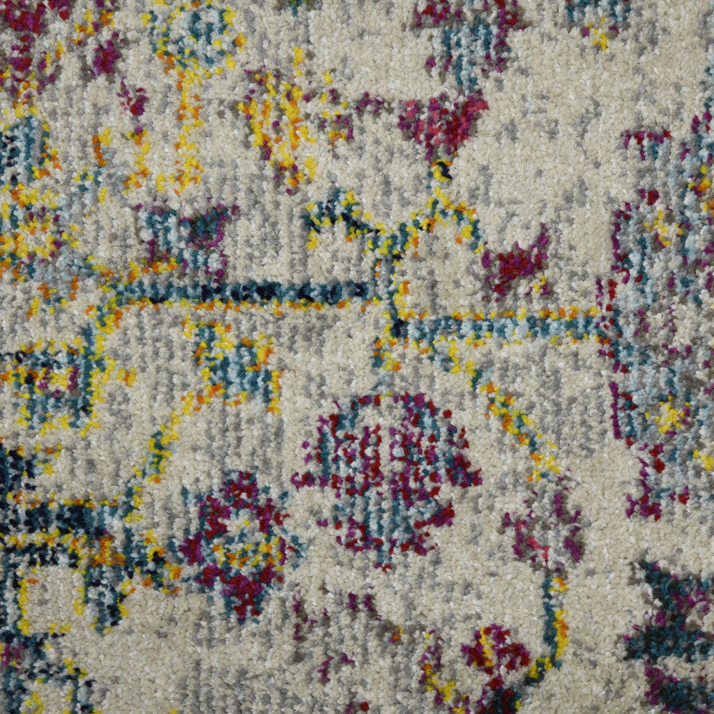 5' x 7' Gray Floral Power Loom Area Rug