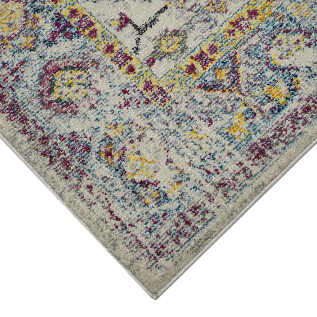 5' x 7' Gray Floral Power Loom Area Rug