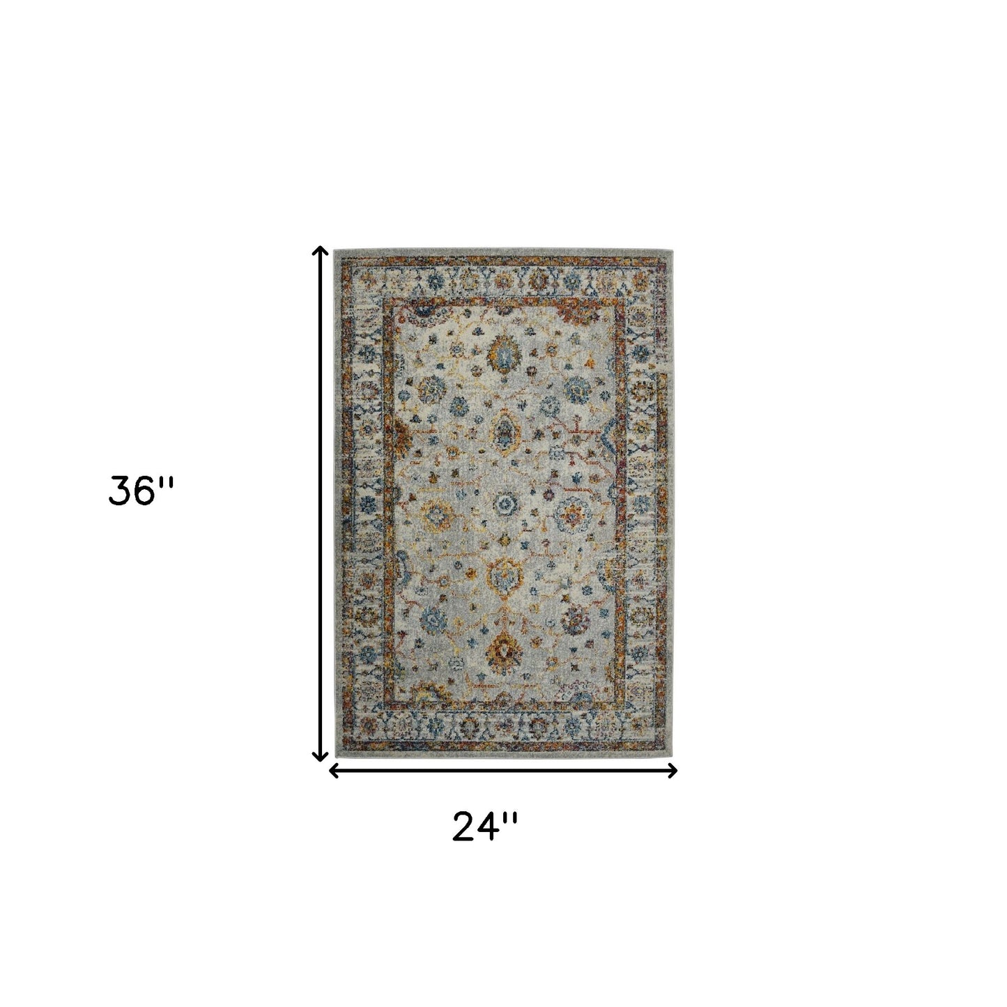 2' x 3' Orange and Ivory Floral Power Loom Area Rug
