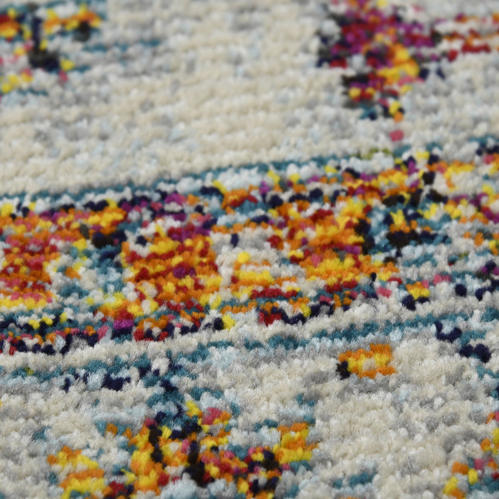 2' x 3' Orange and Ivory Floral Power Loom Area Rug